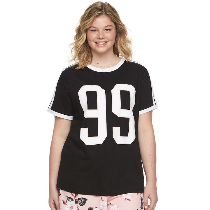 Juniors' Plus Size So&reg; Ringer Graphic Tee, Size: 2xl, Oxford