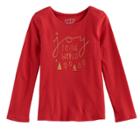 Girls 4-10 Jumping Beans&reg; Holiday Long-sleeved Tee, Size: 6, Med Red