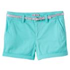 Girls 7-16 & Plus Size So&reg; Glitter Belt Printed Chino Shorts, Girl's, Size: 12, Turquoise/blue (turq/aqua)