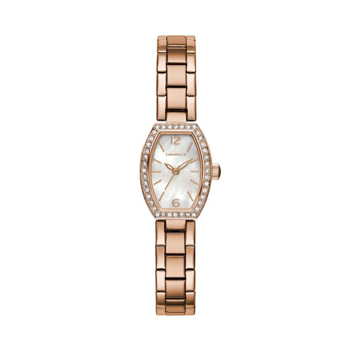 Caravelle Women's Crystal Stainless Steel Watch - 44l242, Size: Small, Pink
