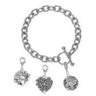 Love This Life Silver Plated Be The Change Heart & Butterfly Charm & Bracelet Set, Women's, Grey