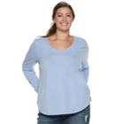 Juniors' Plus Size So&reg; Perfect V-neck Tee, Teens, Size: 1xl, Light Blue