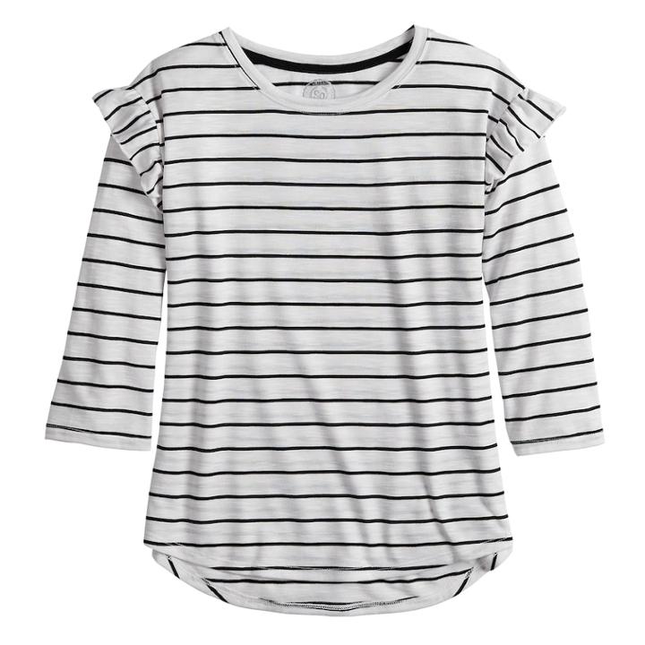 Girls 7-16 So&reg; Ruffle Sleeve Top, Size: 12, White