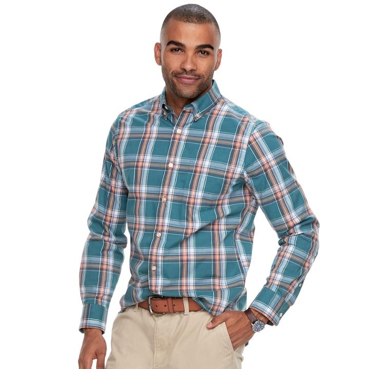 Men's Sonoma Goods For Life&trade; Flexwear Modern-fit Stretch Poplin Button-down Shirt, Size: Small, Green