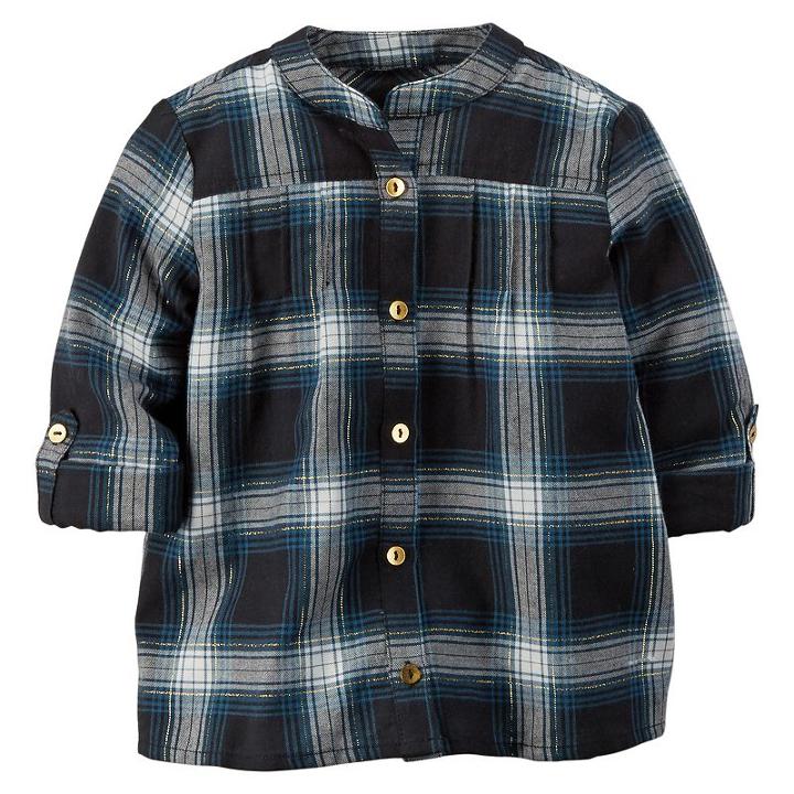 Girls 4-8 Carter's Sparkle Flannel Button-down Shirt, Girl's, Size: 4, Blue
