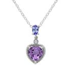 Amethyst, Tanzanite & Diamond Accent Sterling Silver Heart Pendant Necklace, Women's, Size: 18, Purple