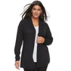 Plus Size Apt. 9&reg; Essential Ribbed Cardigan, Women's, Size: 1xl, Black