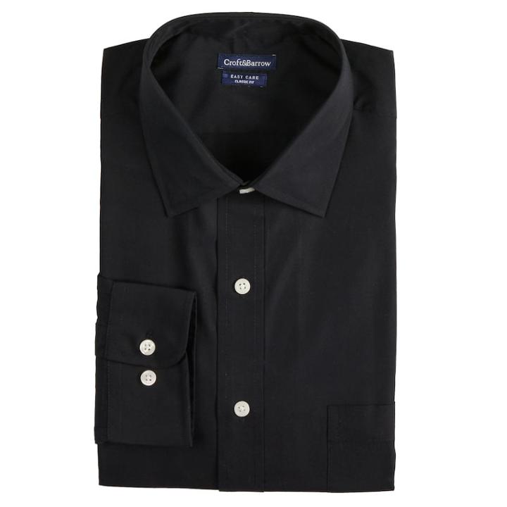 Men's Croft & Barrow&reg; Slim-fit Easy-care Spread-collar Dress Shirt, Size: 17.5-34/35, Black