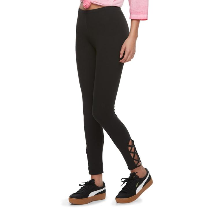Juniors' So&reg; Lace-up Leggings, Teens, Size: Small, Black