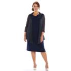 Plus Size Connected Apparel Mock-layer Dress, Women's, Size: 20 W, Blue (navy)
