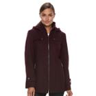 Women's Tower By London Fog Wool Blend Hooded Jacket, Size: Large, Dark Red