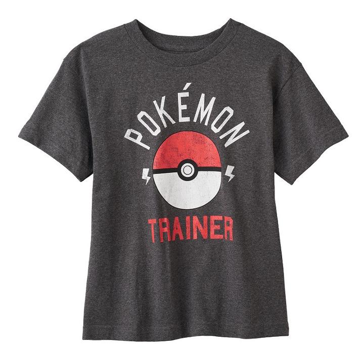 Boys 8-20 Pokemon Trainer Tee, Boy's, Size: Medium, Dark Grey