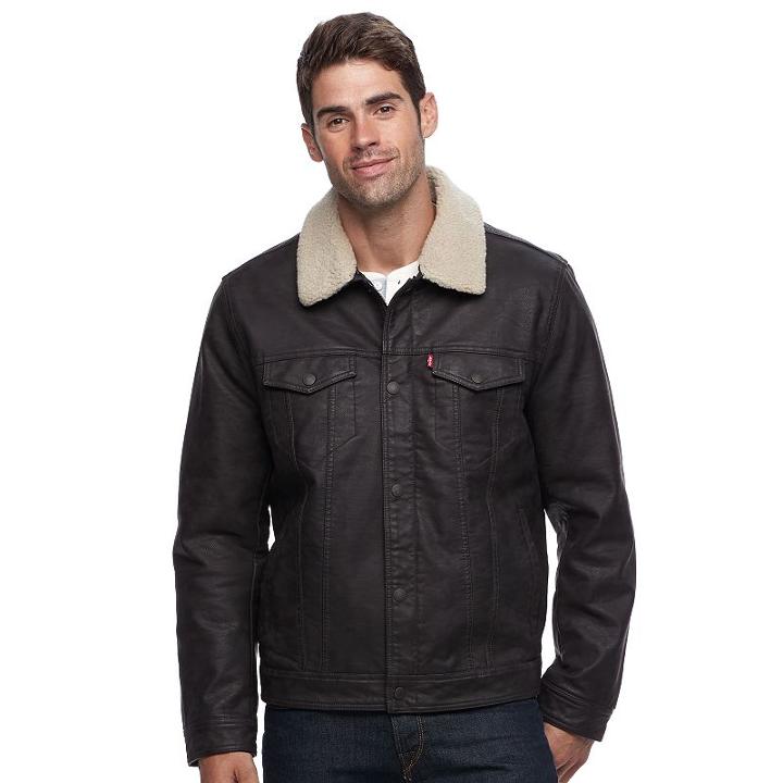 Men's Levi's Sherpa Trucker Jacket, Size: Large, Dark Brown