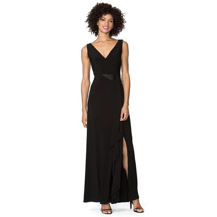 Women's Chaps Draped Jersey Evening Gown, Size: 10, Black