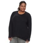Plus Size Tek Gear Crossover Hem Tunic Top, Women's, Size: 1xl, Black