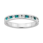 Sterling Silver Teal And White Crystal Eternity Ring, Women's, Size: 10, Blue