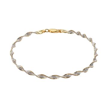 Two Tone Sterling Silver Butterfly Twist Chain Bracelet - 8 In, Women's, Size: 8, Grey