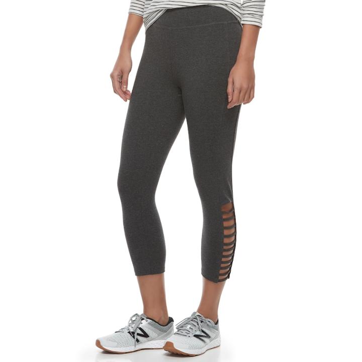 Women's French Laundry Strappy Crop Leggings, Size: Small, Dark Grey