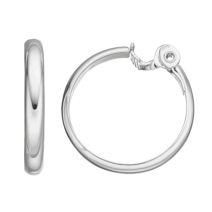 Napier Polished Nickel Free Clip On Hoop Earrings, Women's, Silver