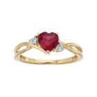 10k Gold Garnet & Diamond Accent Swirl Heart Ring, Women's, Size: 6, Red