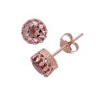 14k Rose Gold Over Silver Morganite Triplet Stud Earrings, Women's, Pink