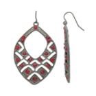 Marquise Cutout Drop Earrings, Women's, Red