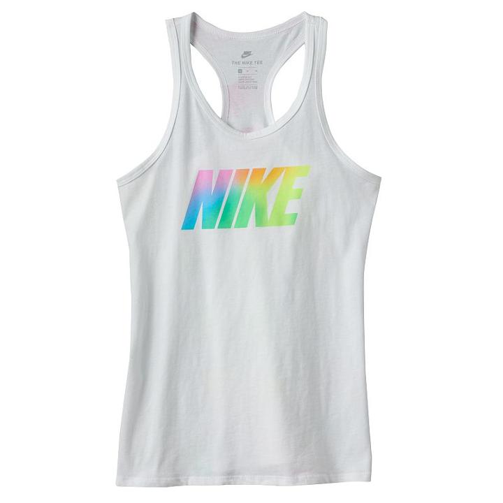Girls 7-16 Nike Rainbow Brushed Nike Racerback Tank Top, Girl's, Size: Medium, White
