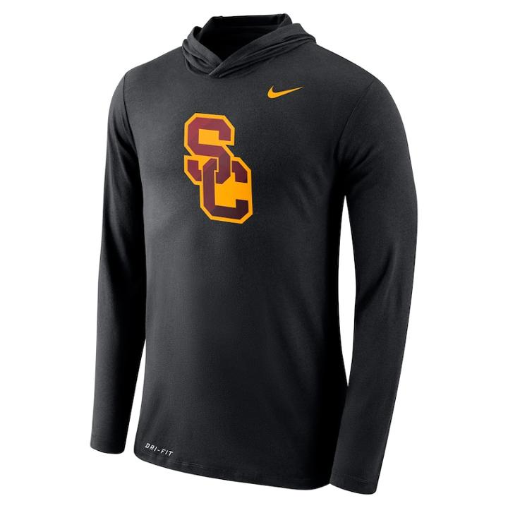 Men's Nike Usc Trojans Dri-fit Hooded Tee, Size: Xl, Black