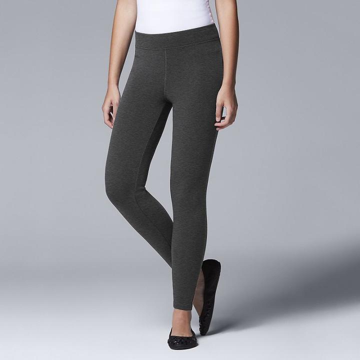 Women's Simply Vera Vera Wang Solid Brushed Leggings, Size: Medium, Med Grey