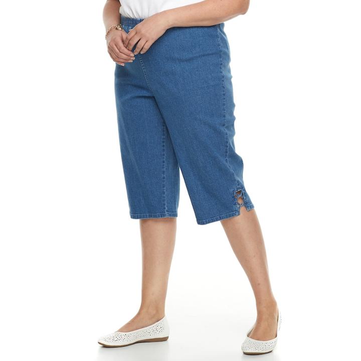 Plus Size Croft & Barrow&reg; Vented Pull-on Capris, Women's, Size: 3 - Regular, Med Blue