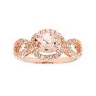 14k Rose Gold Over Silver Morganite & White Zircon Oval Halo Ring, Women's, Size: 8, Pink