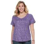 Plus Size Sonoma Goods For Life&trade; Essential V-neck Tee, Women's, Size: 0x, Med Purple
