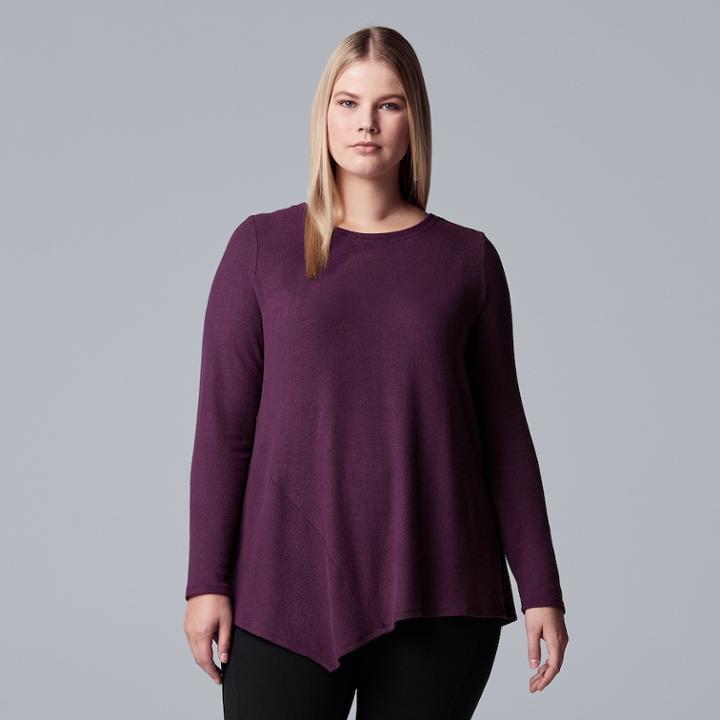 Plus Size Simply Vera Vera Wang Asymmetrical Top, Women's, Size: 3xl, Drk Purple