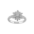 Laura Ashley Sterling Silver White Sapphire Starburst Ring, Women's, Size: 8