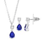City Rox Cubic Zirconia Teardrop Pendant Necklace & Earring Set, Women's, Blue