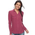 Women's Sonoma Goods For Life&trade; Supersoft Ribbed Johnny Collar Shirt, Size: Xxl, Med Red