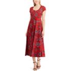 Petite Chaps Print Midi Dress, Women's, Size: L Petite, Red