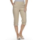 Petite Croft & Barrow&reg; Buttoned Pull-on Capris, Women's, Size: 14 Petite, Lt Beige
