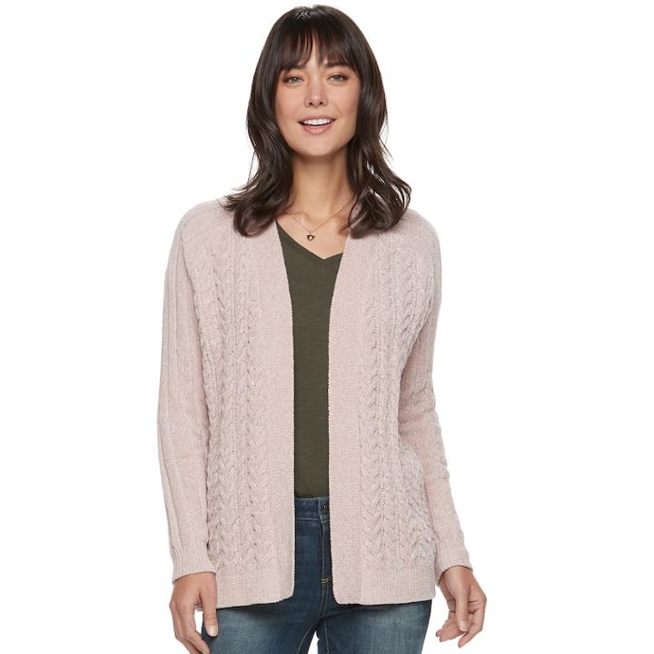 Women's Sonoma Goods For Life&trade; Chenille Cardigan, Size: Large, Grey