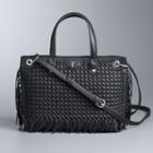 Simply Vera Vera Wang Colorblock Boswell Basketweave Satchel, Women's, Black