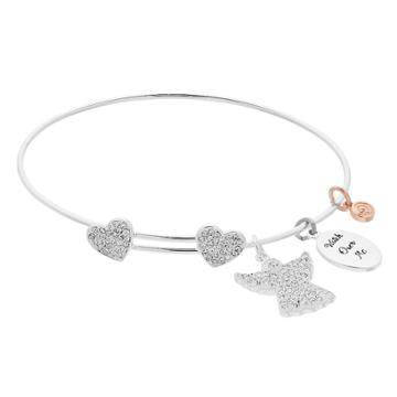 Love This Life Crystal Watch Over Me Angel Charm Bangle Bracelet, Women's, Silver