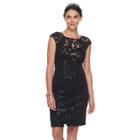 Petite Chaya Lace Floral Scroll Evening Dress, Women's, Size: 8 Petite, Black