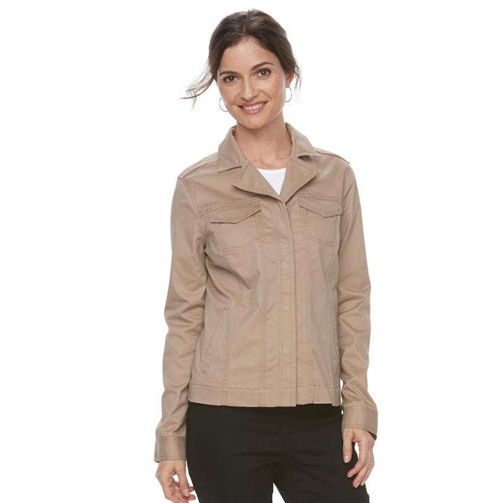 Women's Croft & Barrow&reg; Utility Blazer Jacket, Size: Xs, Med Grey