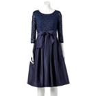 Women's Jessica Howard Lace Taffeta Fit & Flare Dress, Size: 14, Blue (navy)