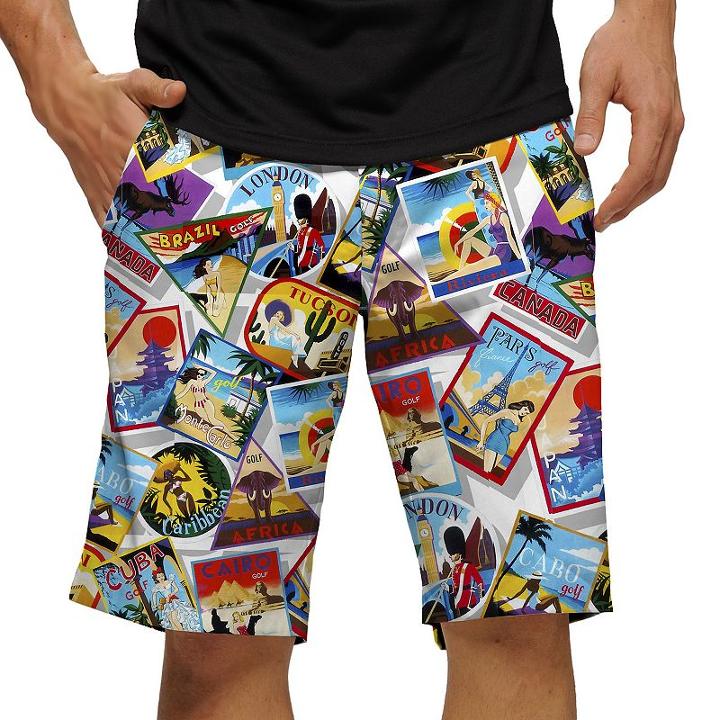 Men's Loudmouth Postcard Golf Shorts, Size: 32, White