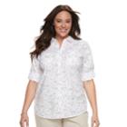 Plus Size Croft & Barrow&reg; Roll-tab Woven Shirt, Women's, Size: 2xl, White