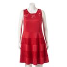 Juniors' Plus Size Trixxi Scuba Lace Skater Dress, Girl's, Size: 2xl, Med Red