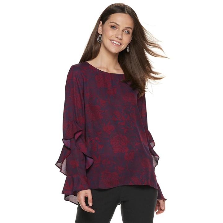 Women's Apt. 9&reg; Tiered Ruffle Top, Size: Small, Dark Red