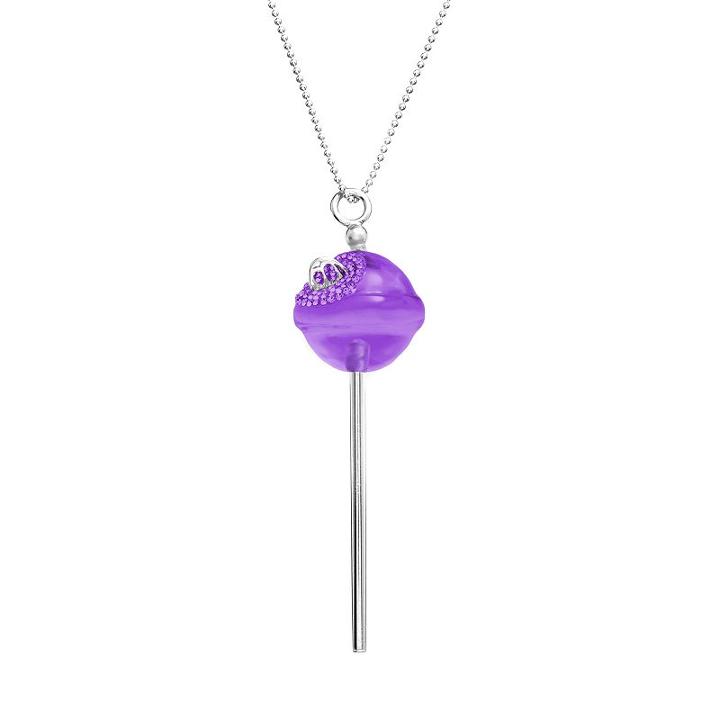 Amore By Simone I. Smith A Sweet Touch Of Hope Platinum Over Silver Crystal Lollipop Pendant, Women's, Size: 26, Purple