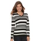Petite Croft & Barrow&reg; V-neck Sweater, Women's, Size: S Petite, Black